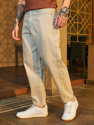Light-Wash Carrot-Fit Denim Jeans