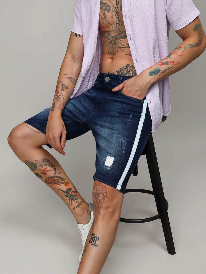 Heavy Distressed Denim Shorts