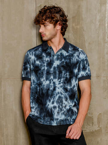 Tie-Dye Printed Corduroy Polo