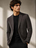 Single-Breasted PU Blazer With Double Flap Pockets (selected)