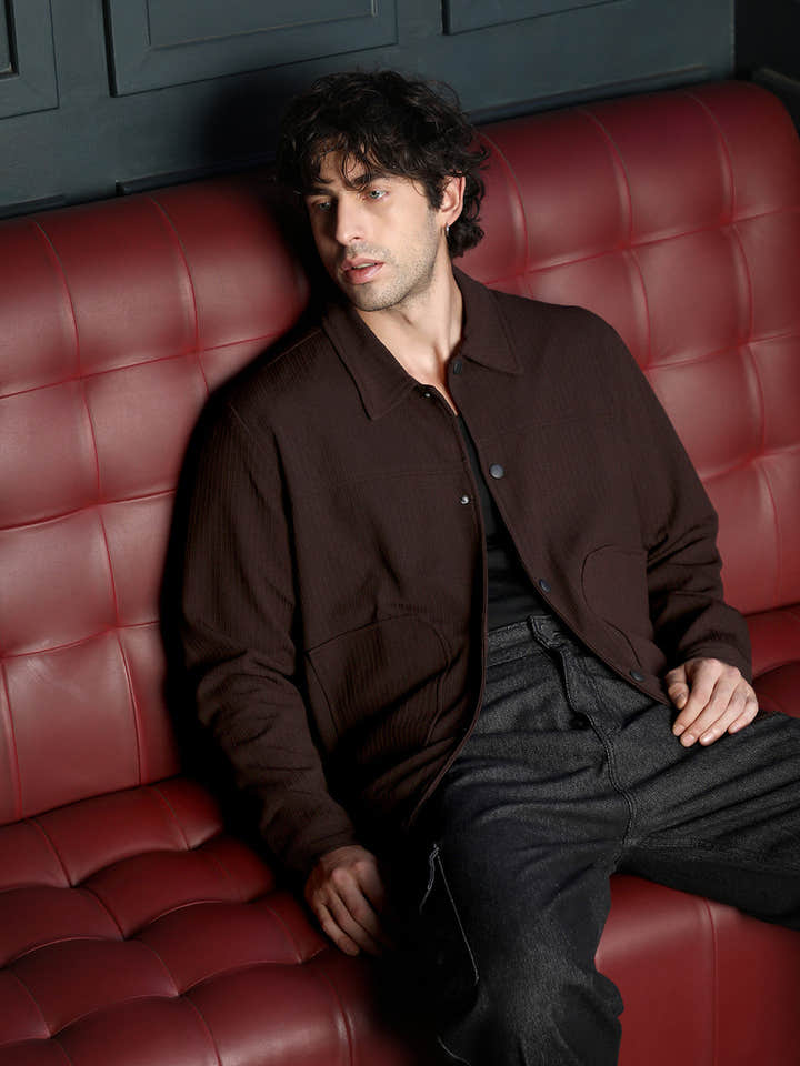 Crease-Tactile Panelled Jacket