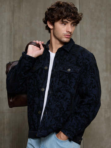 Floral Denim Jacquard Trucker Jacket