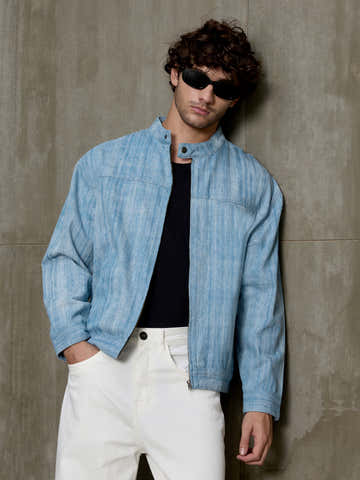 Double Color Denim Jacquard Rider Jacket
