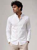 White Solid Cotton-Lycra Satin Stretch Slim-Fit Shirt (selected)