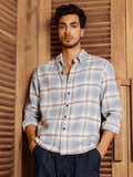 Blue Checked Oversized Fit Flannel Shirt (selected)