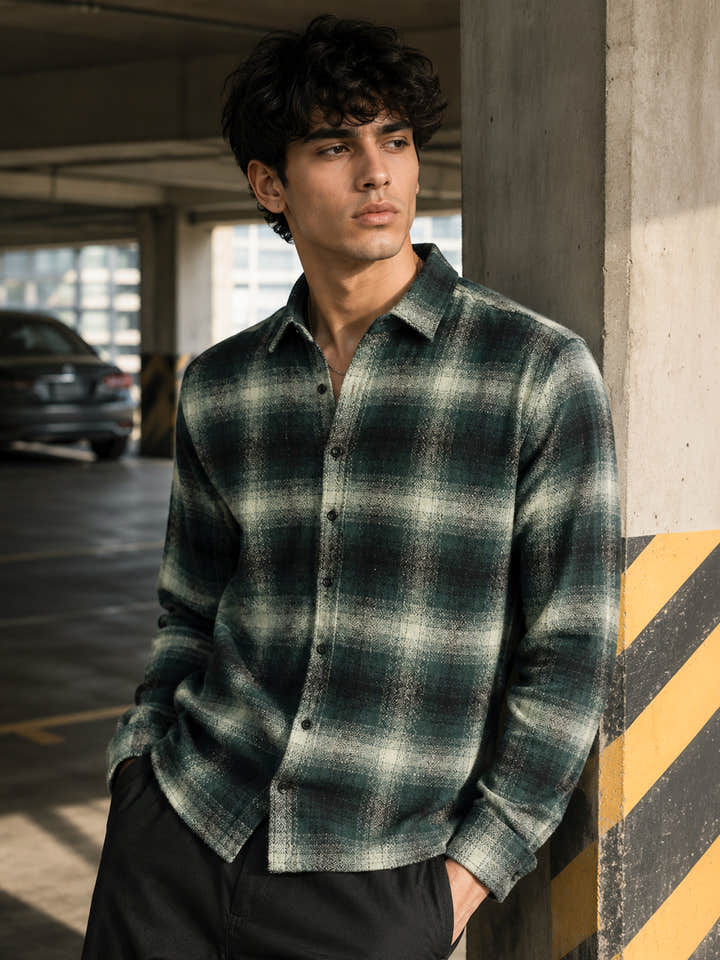CAHOOT Men's Dark Green Checked Shirt - view 1