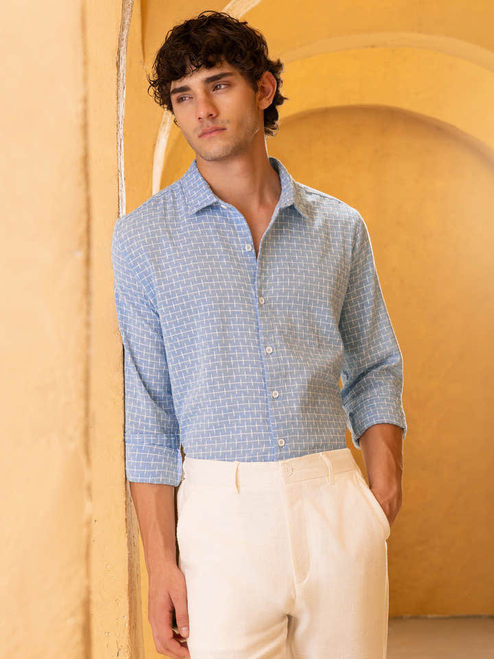 Muslin Breezy Weave Embroidered Regular Fit Shirt