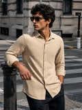 Beige Suede finish regular fit shirt (selected)