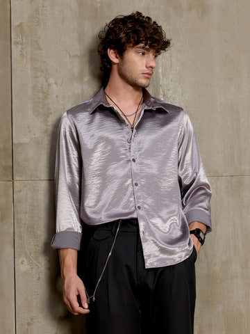 Chrome Silver Satin Shirt