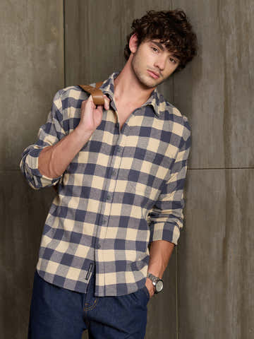 Checkered Oversized Fit Shirt With Patch Pocket