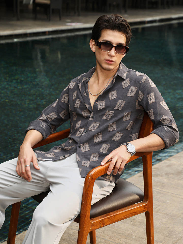 Folk-Block Jacquard Shirt