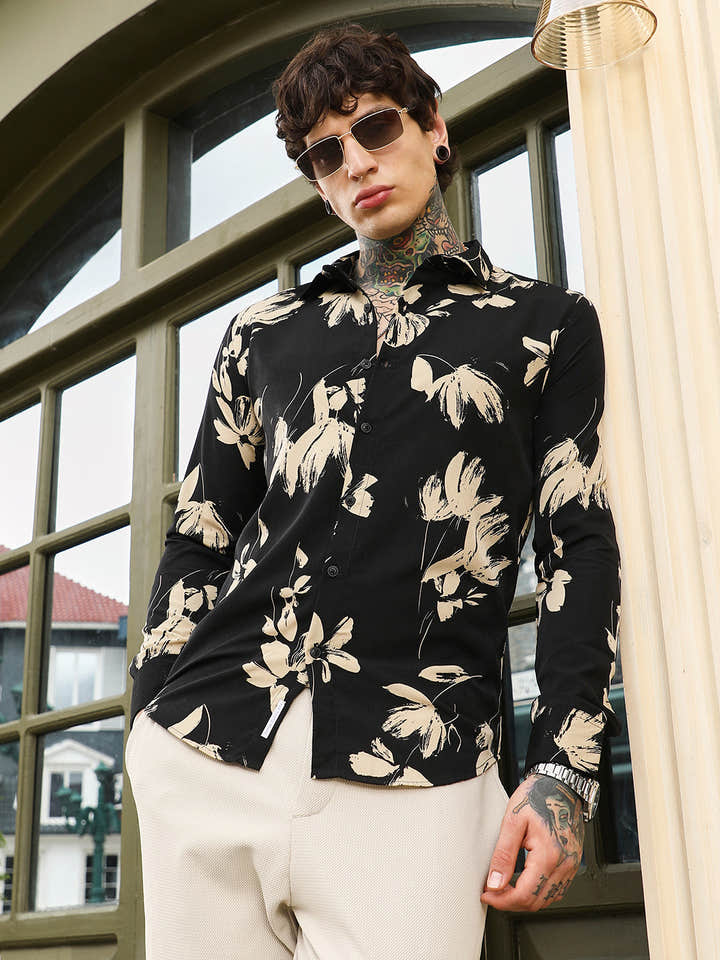 Contrast-Petalia Imprint Shirt