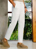Flexi-Waist White 4-Way Stretch Straight-Fit Trousers (selected)