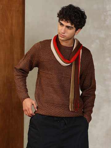 Textured-Knit Pullover Sweater