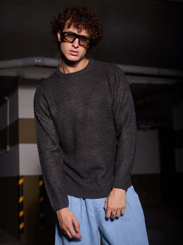 Solid Knitted Pullover Sweater