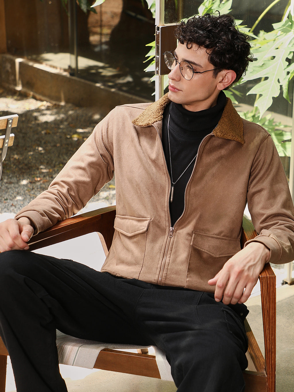 Zip-Front Jacket With Fleece Collar