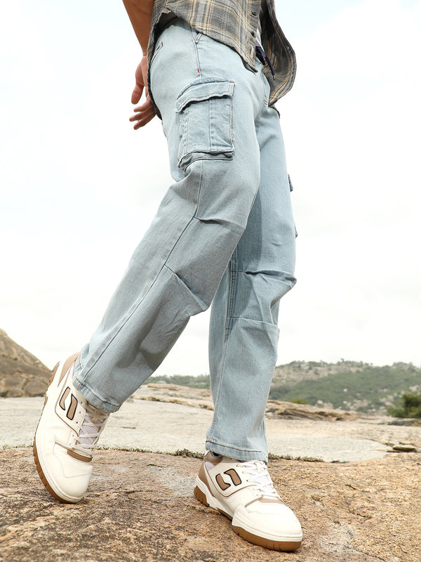 Straight-Leg Parachute Denim Jeans