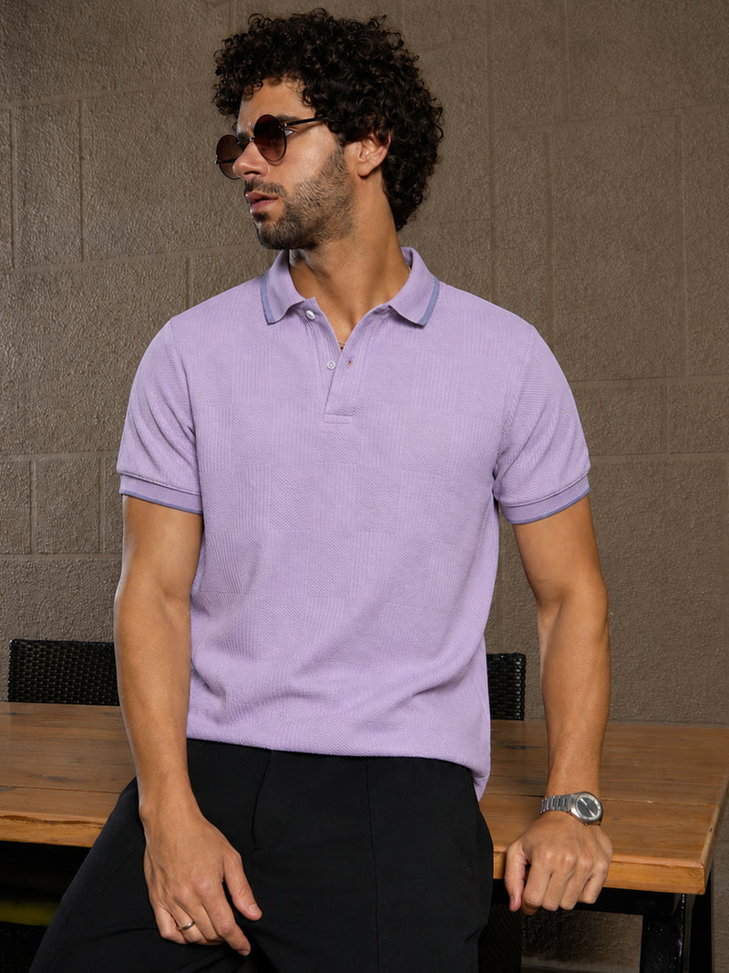Cuboid-Jacquard Polo T-Shirt