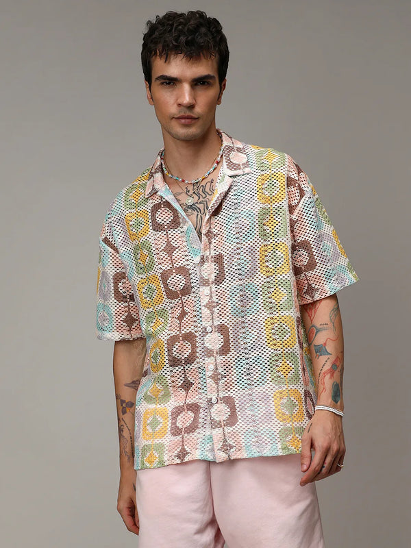 Geometric Block Oversized Shirt