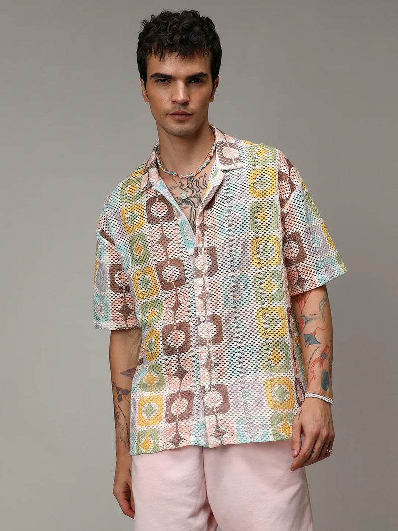 Geometric Block Oversized Shirt
