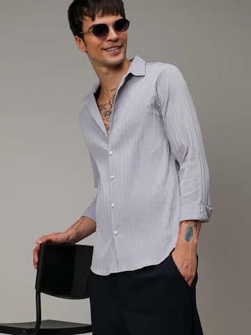 Self-Design Striped Shirt