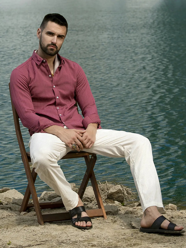 Self-Design Striped Shirt