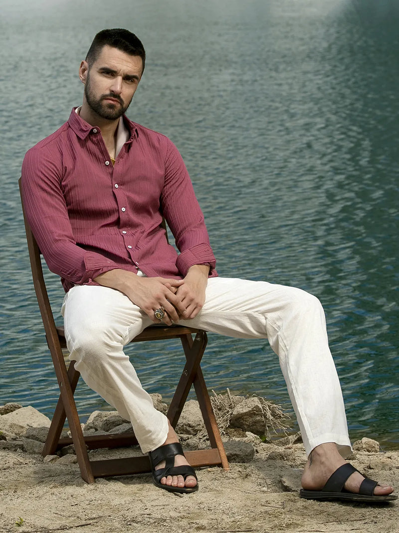 Self-Design Striped Shirt