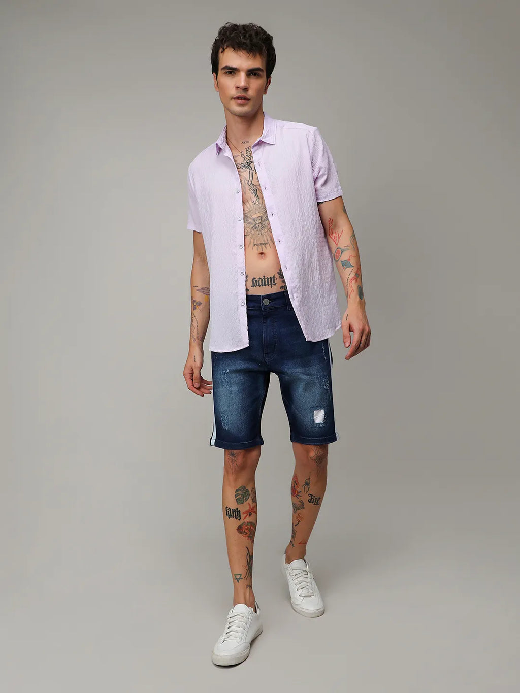 Heavy Distressed Denim Shorts