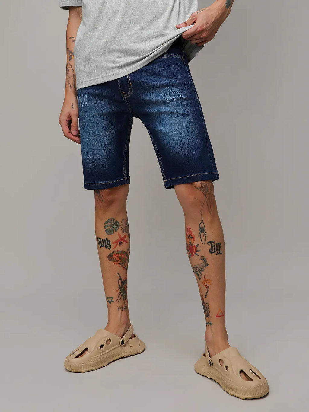 Minimal Distressed Denim Shorts