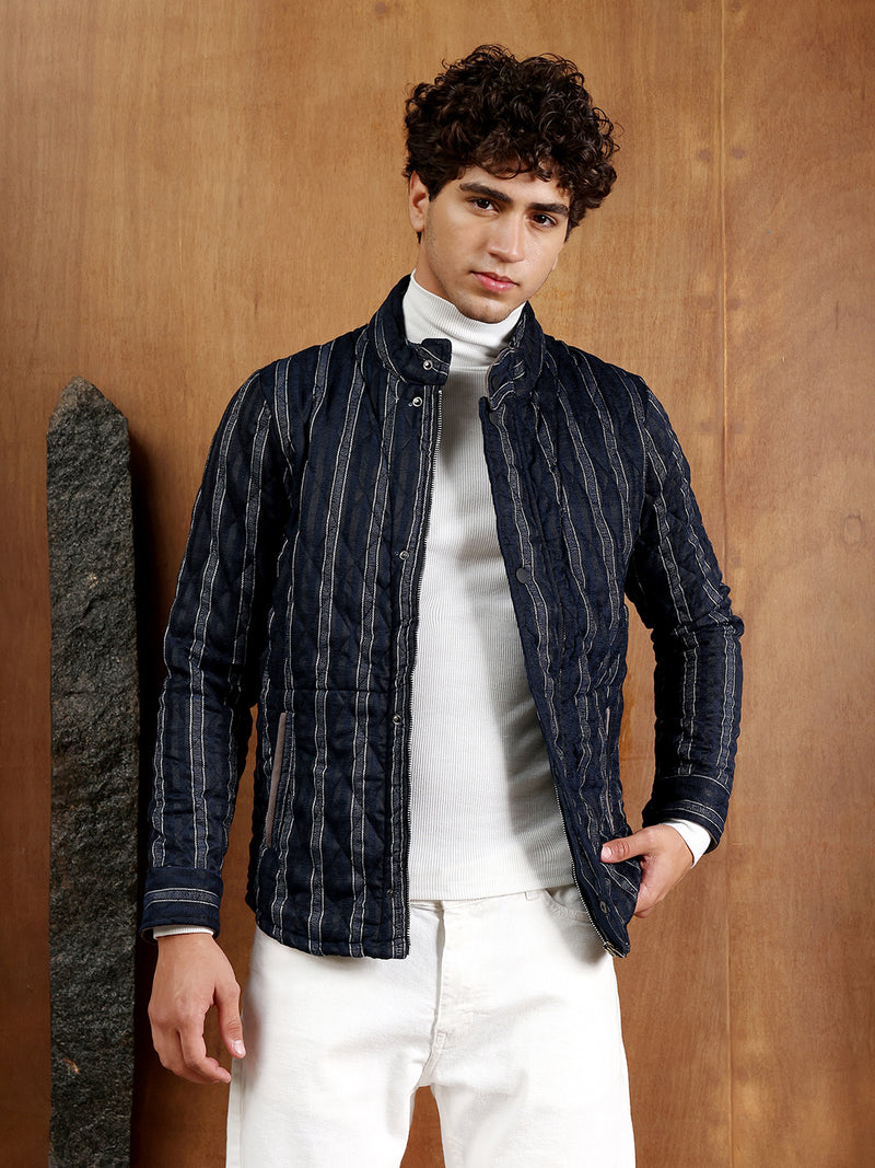 Fleece Block Denim Jacket