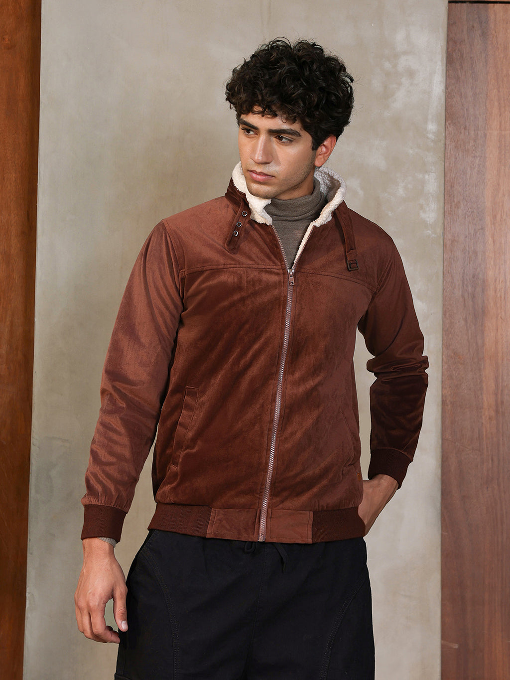 Zip-Front Jacket With Fleece Detail