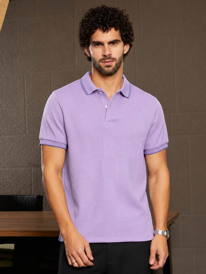 Cuboid-Jacquard Polo T-Shirt