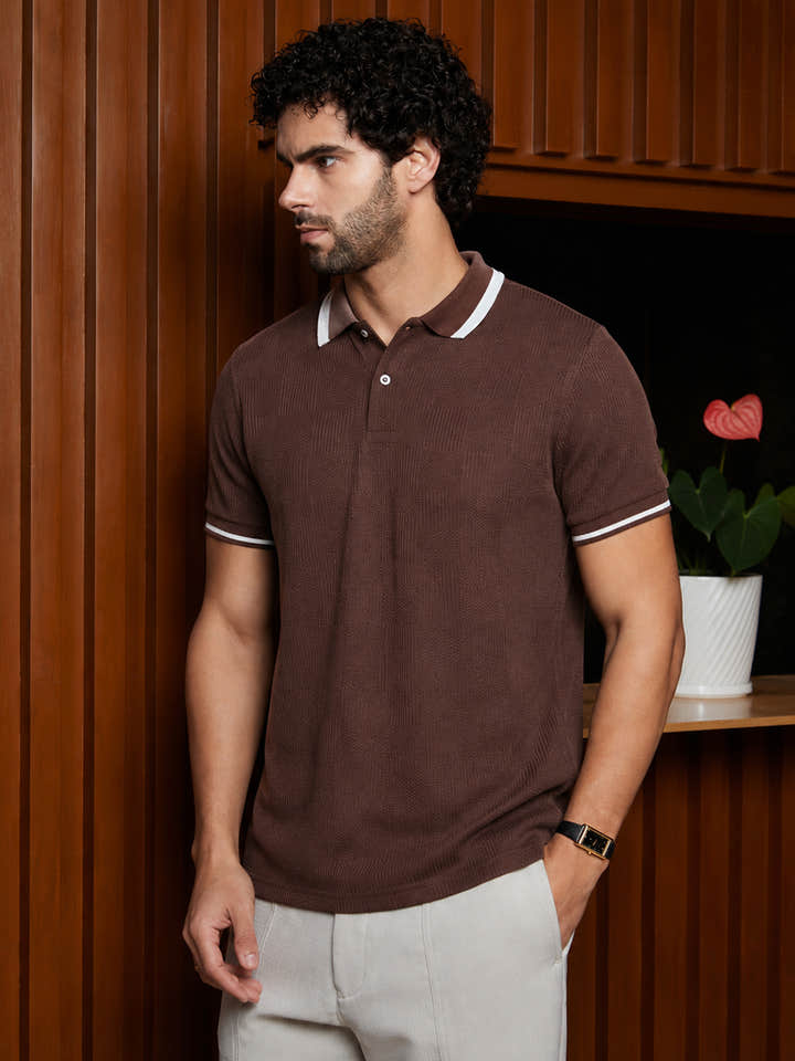 Cuboid-Jacquard Polo T-Shirt