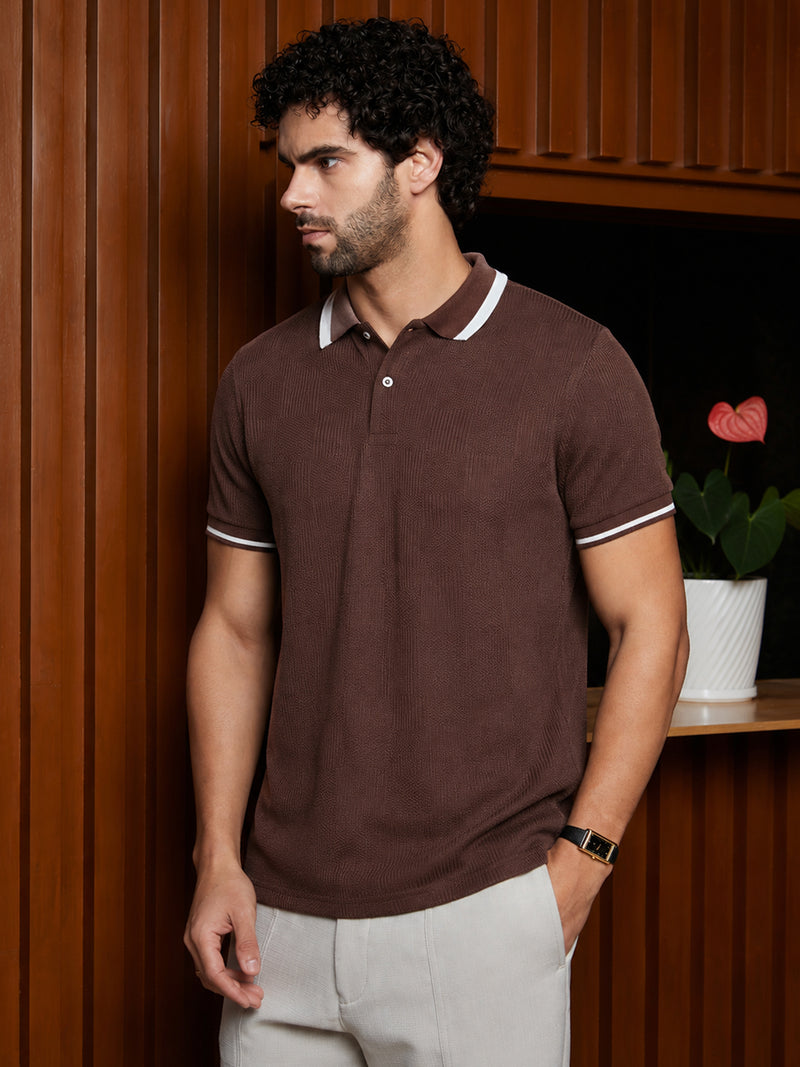 Cuboid-Jacquard Polo T-Shirt
