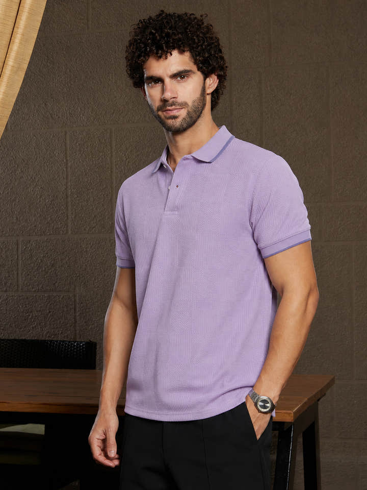 Cuboid-Jacquard Polo T-Shirt