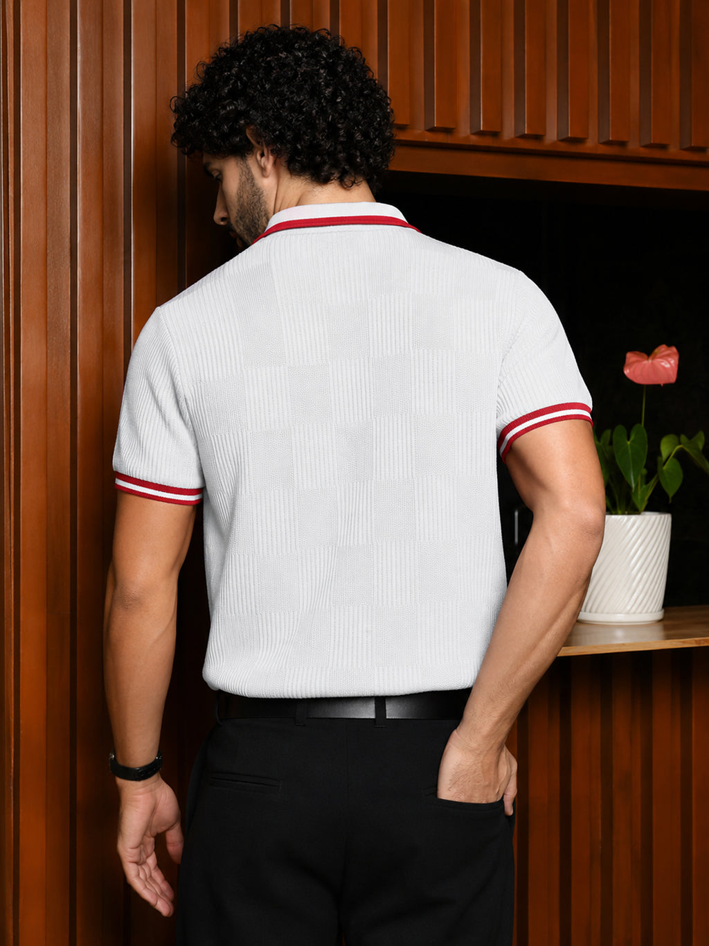 Cuboid-Jacquard Polo T-Shirt