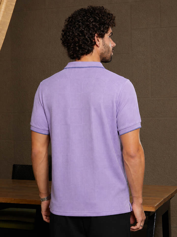 Cuboid-Jacquard Polo T-Shirt