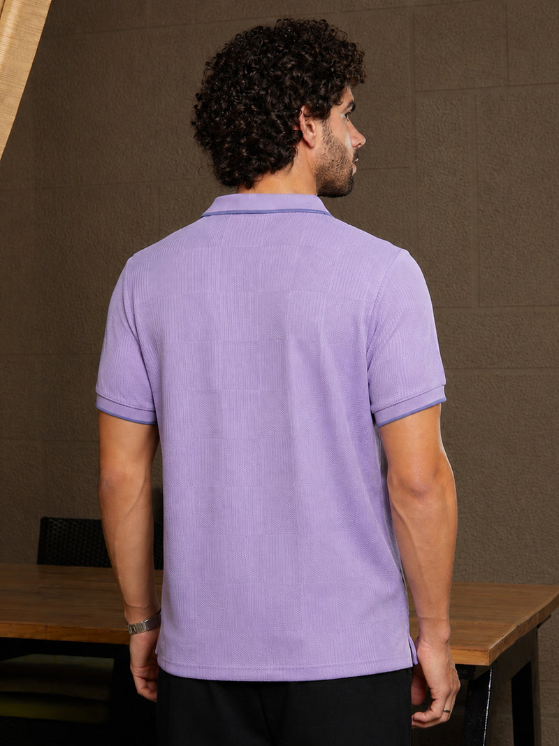 Cuboid-Jacquard Polo T-Shirt