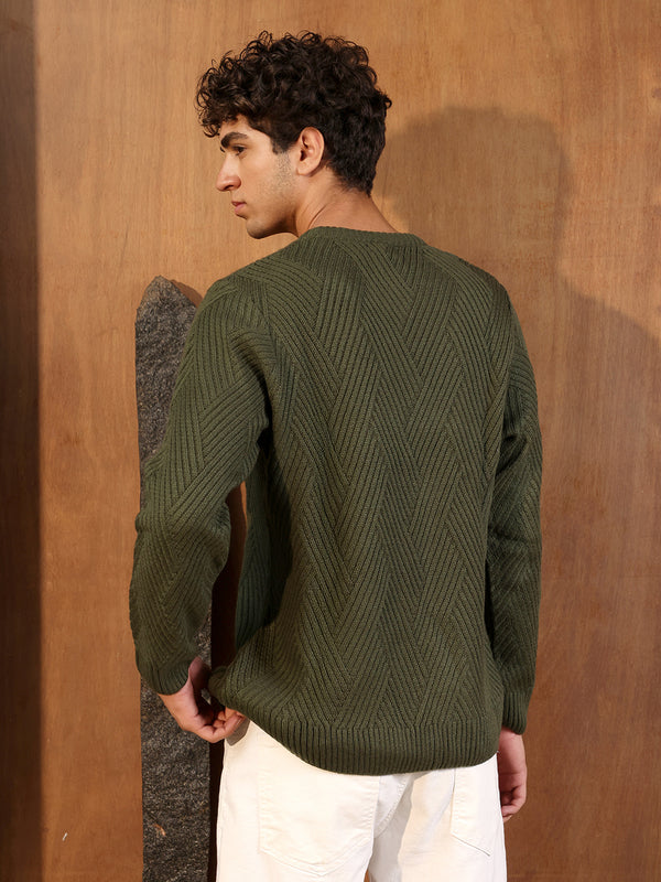 Basket-Knit Pullover Sweater