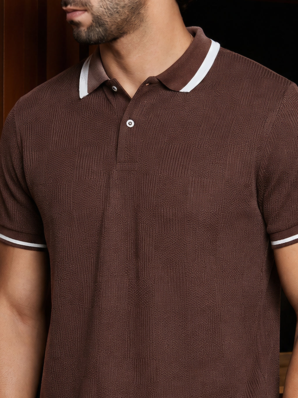 Cuboid-Jacquard Polo T-Shirt