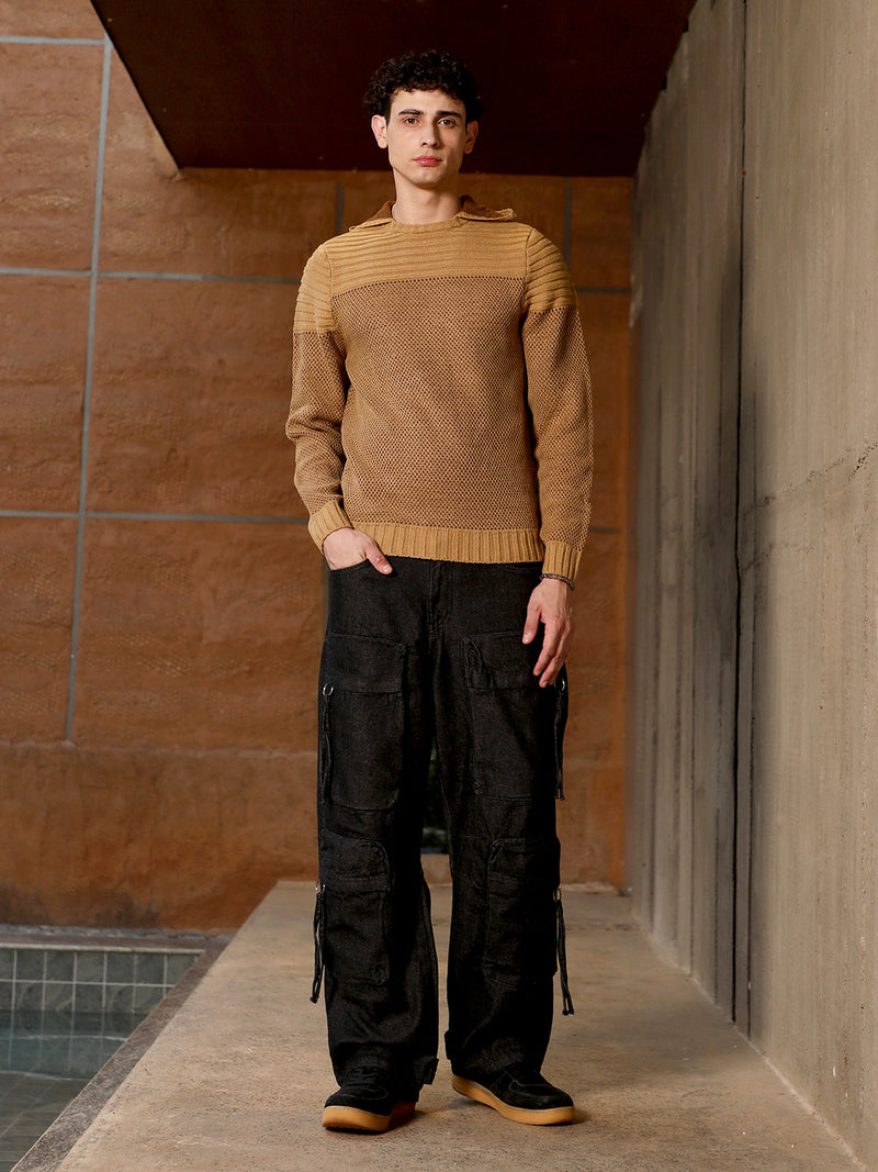 Textured Knit Pullover Sweater