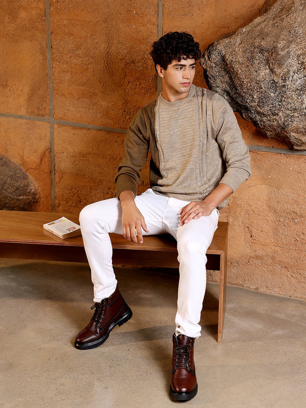 Contrast Panel Pullover Sweater