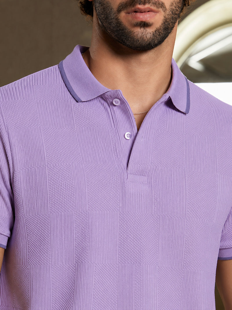Cuboid-Jacquard Polo T-Shirt