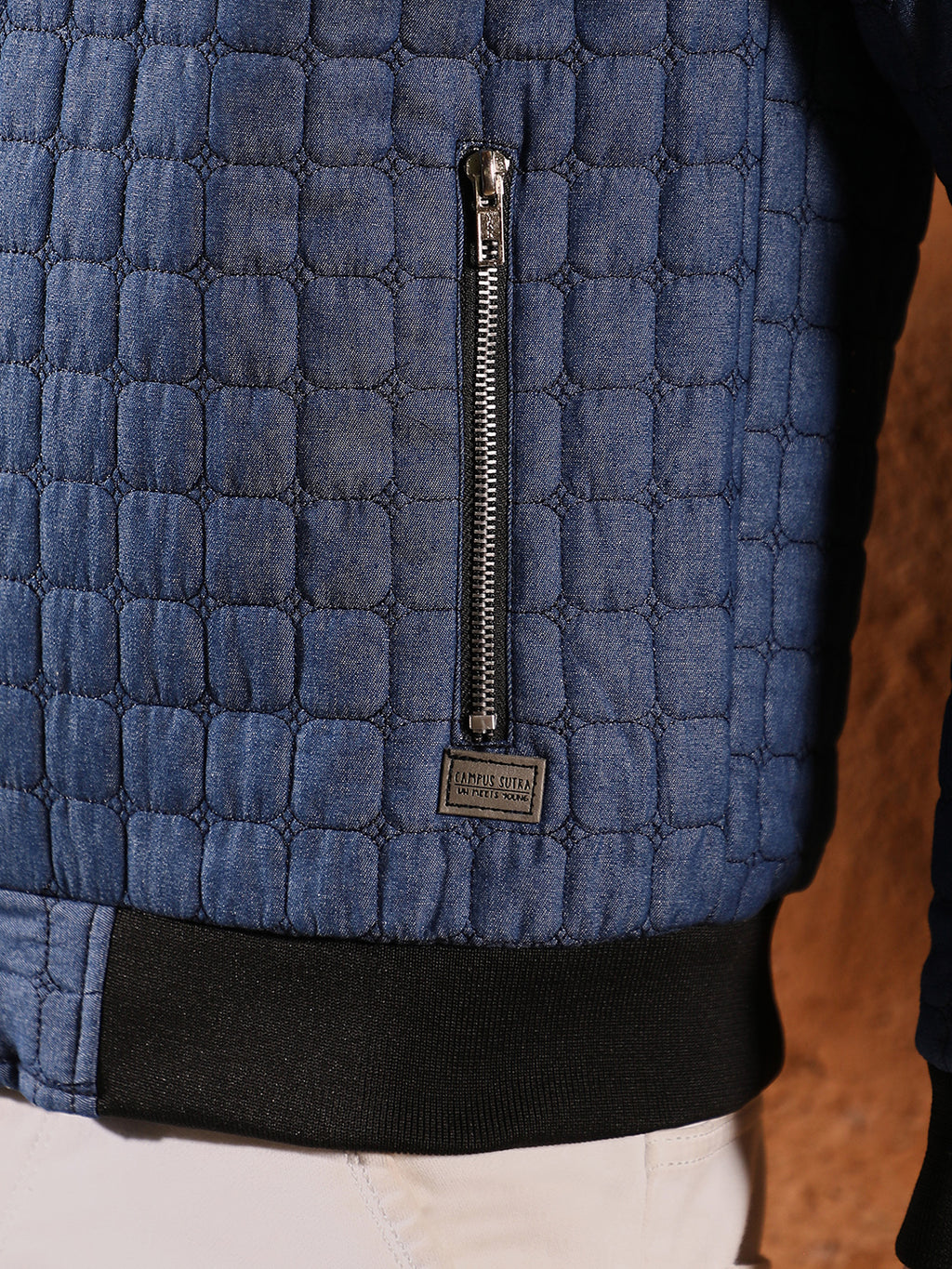 Cubic-Quilted Bomber Jacket