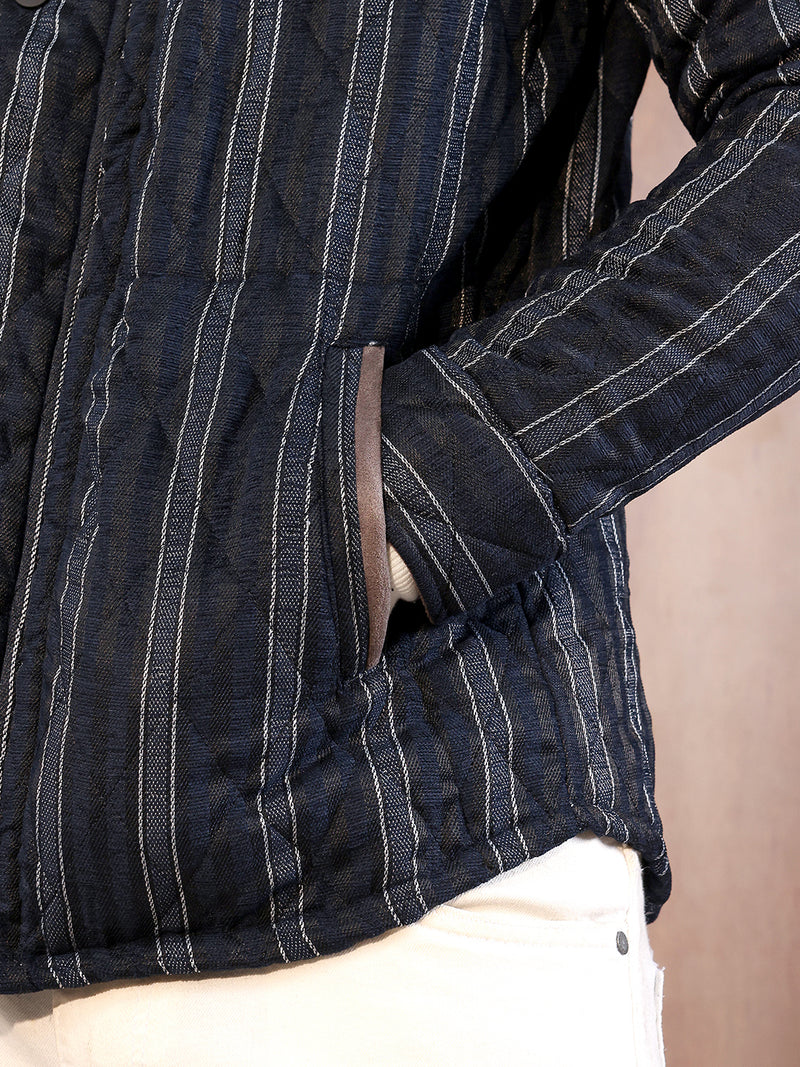 Fleece Block Denim Jacket