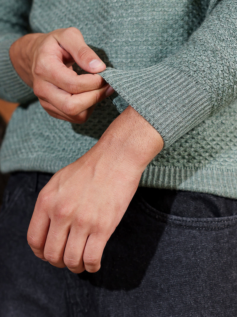 Textured Knit Pullover Sweater