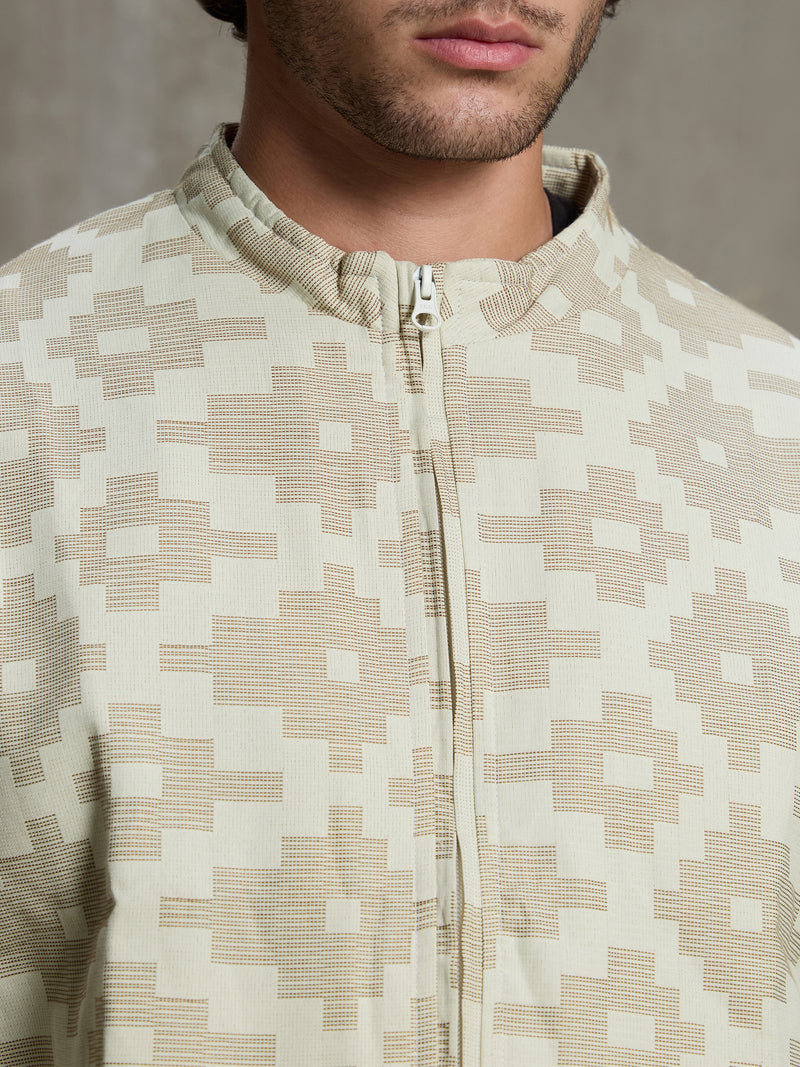 Cahoot Men's Cream Jacquard Cotton Harrington Jacket With Lining - view 7