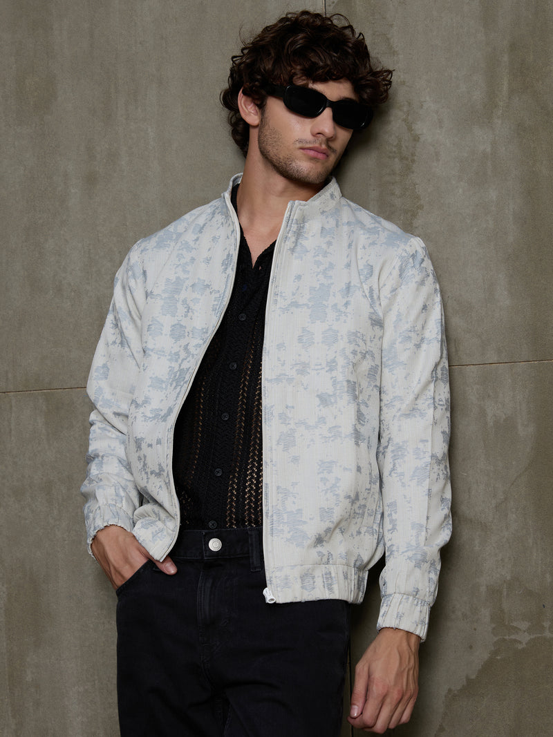 Cahoot Men's Off-White Floral Jacquard Harrington Jacket With Lining - view 10