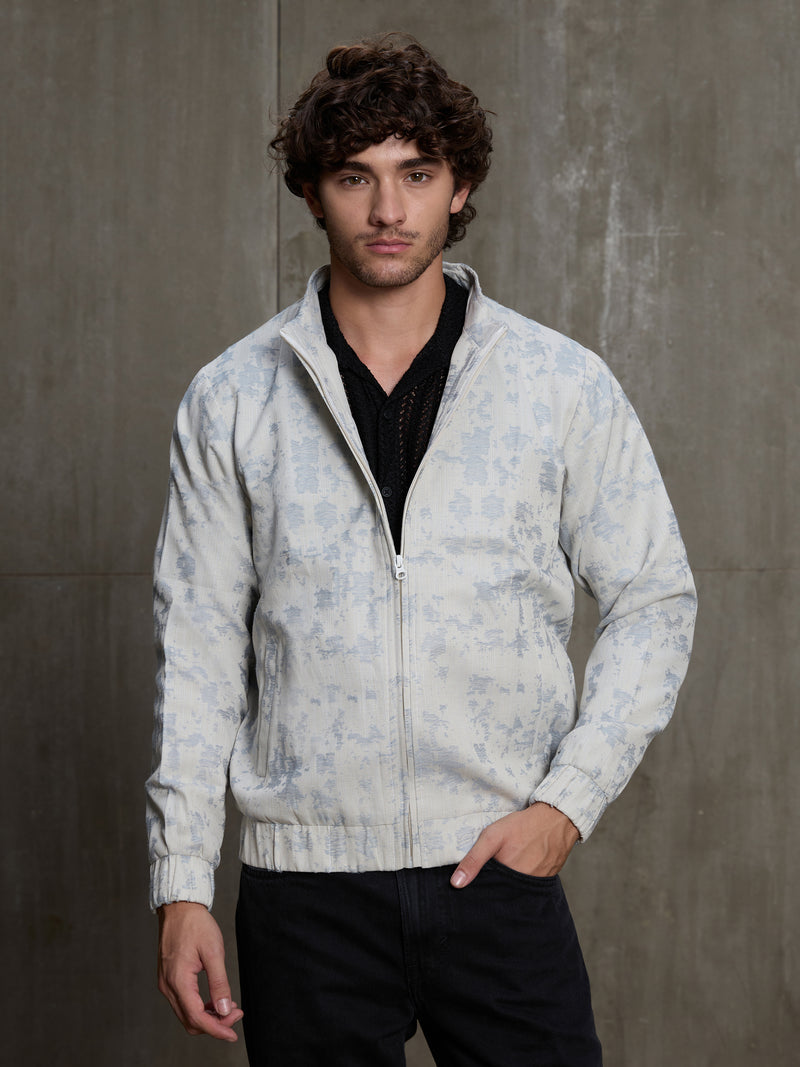 Cahoot Men's Off-White Floral Jacquard Harrington Jacket With Lining - view 2
