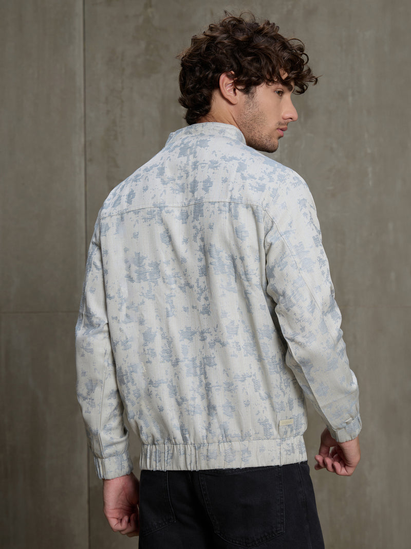 Cahoot Men's Off-White Floral Jacquard Harrington Jacket With Lining - view 4